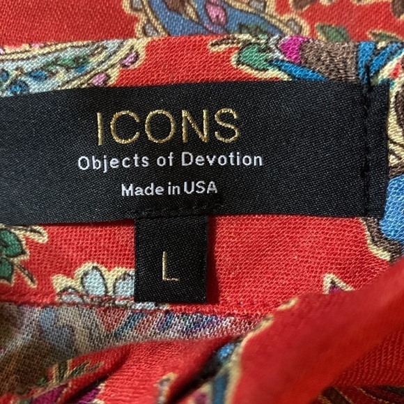 Icons Objects of Devotion The Tess McGill Mick Neck Blouse Sz Large soft viscose - Picture 7 of 8